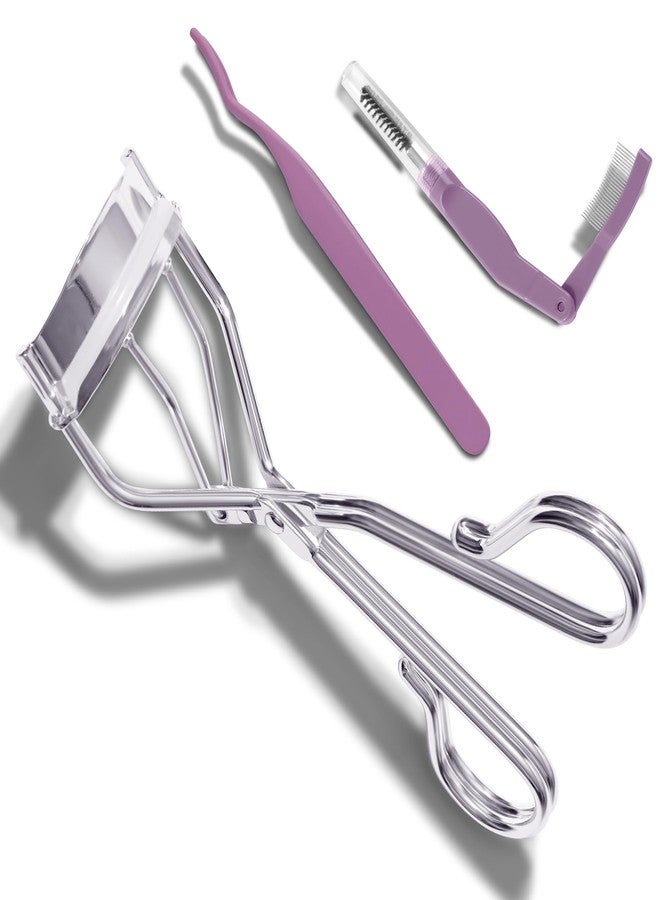 CUT IT 3-in-1 Eyelash Curler Set w/3 Replacement Pads (Soft/Medium/Firm) - Professional Lash Curler for Natural, Fake, Curly or Straight Lashes, Suitable for Professional Salon or Home Use, Purple - Image 1