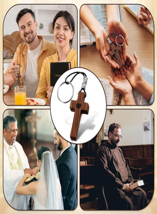 جيريفي سلسلة مفاتيح خشبية على شكل صليب من جيريفاي، 6 قطع، مزودة بتقنية NFC، تحمل آيات يومية من الكتاب المقدس، سلسلة مفاتيح جيبية محمولة باليد، سلسلة مفاتيح خشبية للصلاة، هدية عيد الميلاد، هدية دينية مسيحية للرجال والنساء - Image 5