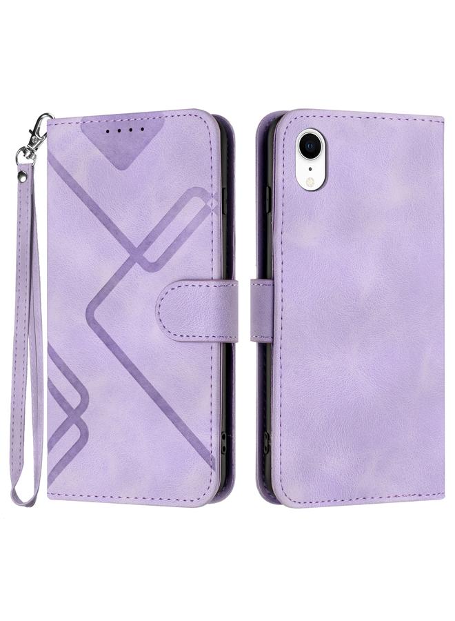 اس-توب جراب هاتف iPhone XR بنمط خطوط من الجلد الملمس - Image 1