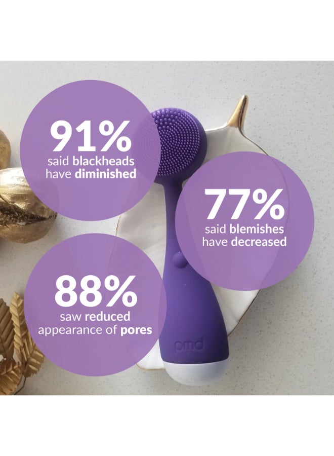 PMD Beauty جهاز تنظيف الوجه الذكي الصغير - مع فرشاة سيليكون ومُدلك مضاد للشيخوخة - مقاوم للماء - تقنية الاهتزاز SonicGlow - لتنظيف المسام والرؤوس السوداء - لرفع وشد وتوحيد لون البشرة - Image 4