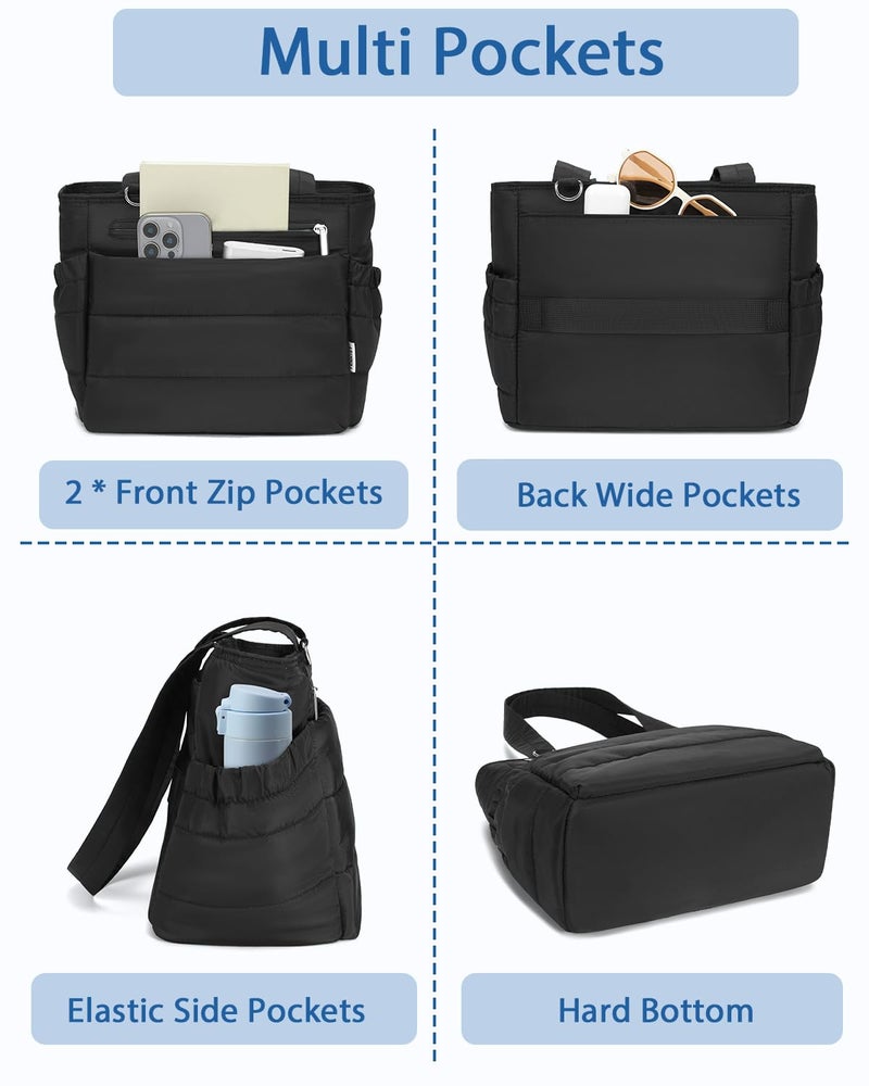 TENKIST Lunch Box Tote Bag - Versatile Soft Insulated Lunchbox for Women - Lightweight Stylish Simple Lunch Pail Reusable Large Cooler Bag for Adults Work Office Camping Picnic Travel Outdoor Trips Black 10L - Image 2