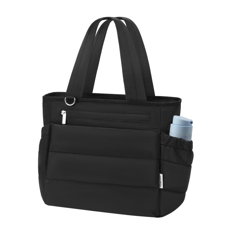 TENKIST Lunch Box Tote Bag - Versatile Soft Insulated Lunchbox for Women - Lightweight Stylish Simple Lunch Pail Reusable Large Cooler Bag for Adults Work Office Camping Picnic Travel Outdoor Trips Black 10L - Image 1