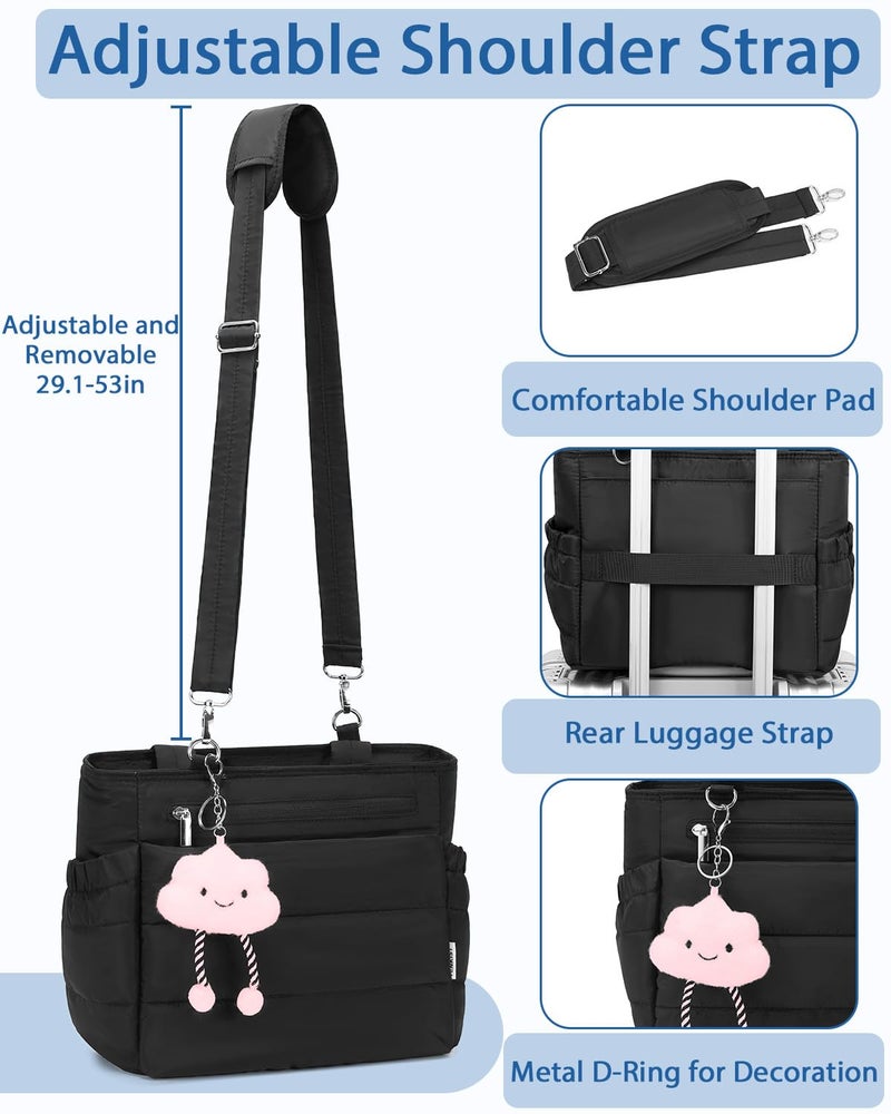 TENKIST Lunch Box Tote Bag - Versatile Soft Insulated Lunchbox for Women - Lightweight Stylish Simple Lunch Pail Reusable Large Cooler Bag for Adults Work Office Camping Picnic Travel Outdoor Trips Black 10L - Image 3