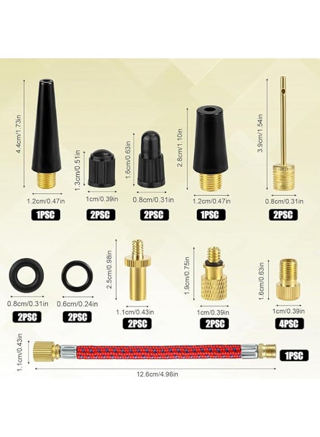 Arabest 21pcs Bicycle Valve Adapter Set, Brass Bike Tire Valve Adapter Air Hose Includes Caps Inflatable Nozzle Pump Needle Pump Accessories for Presta Schrader - Image 2
