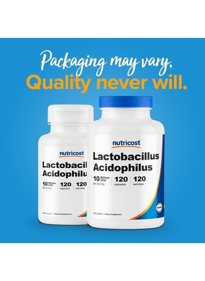 Nutricost - Lactobacillus Acidophilus 10 Billion CFU, 120 Vegetarian Capsules - Image 1