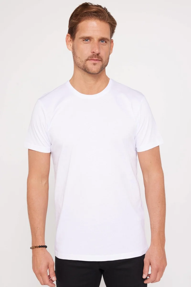 تودورس Unisex 3-Pack Black-White-Stone Color Slim Fit Narrow Cut 100% Cotton Crew Neck T-Shirt