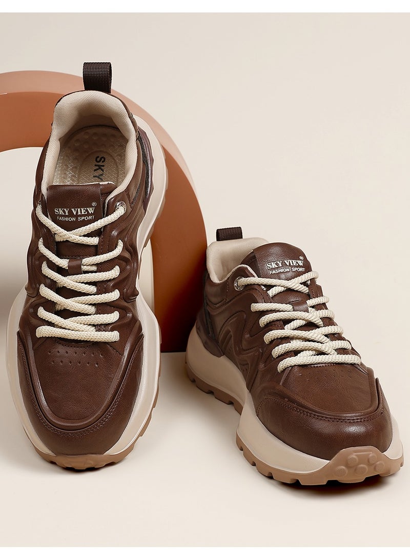 SKY VIEW Men Fashion Casual Shoes Mid Top Wide Hiking Sneakers Non-Slip Trekking Walking Shoes Running Shoes for Men with Arch Support - Image 2