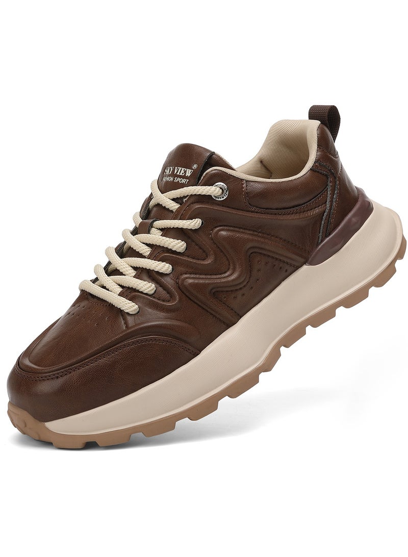 SKY VIEW Men Fashion Casual Shoes Mid Top Wide Hiking Sneakers Non-Slip Trekking Walking Shoes Running Shoes for Men with Arch Support - Image 3