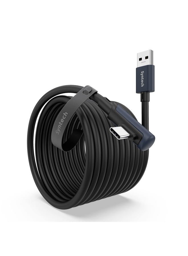 Syntech كابل رابط 20 قدم متوافق مع Oculus/Meta Quest 3/Meta Quest 3S و Quest2/Pro/Pico 4/Ultra وإكسسوارات PC/SteamVR، نقل بيانات عالي السرعة، كابل USB 3.0 إلى USB لسماعة VR، أسود - Image 1