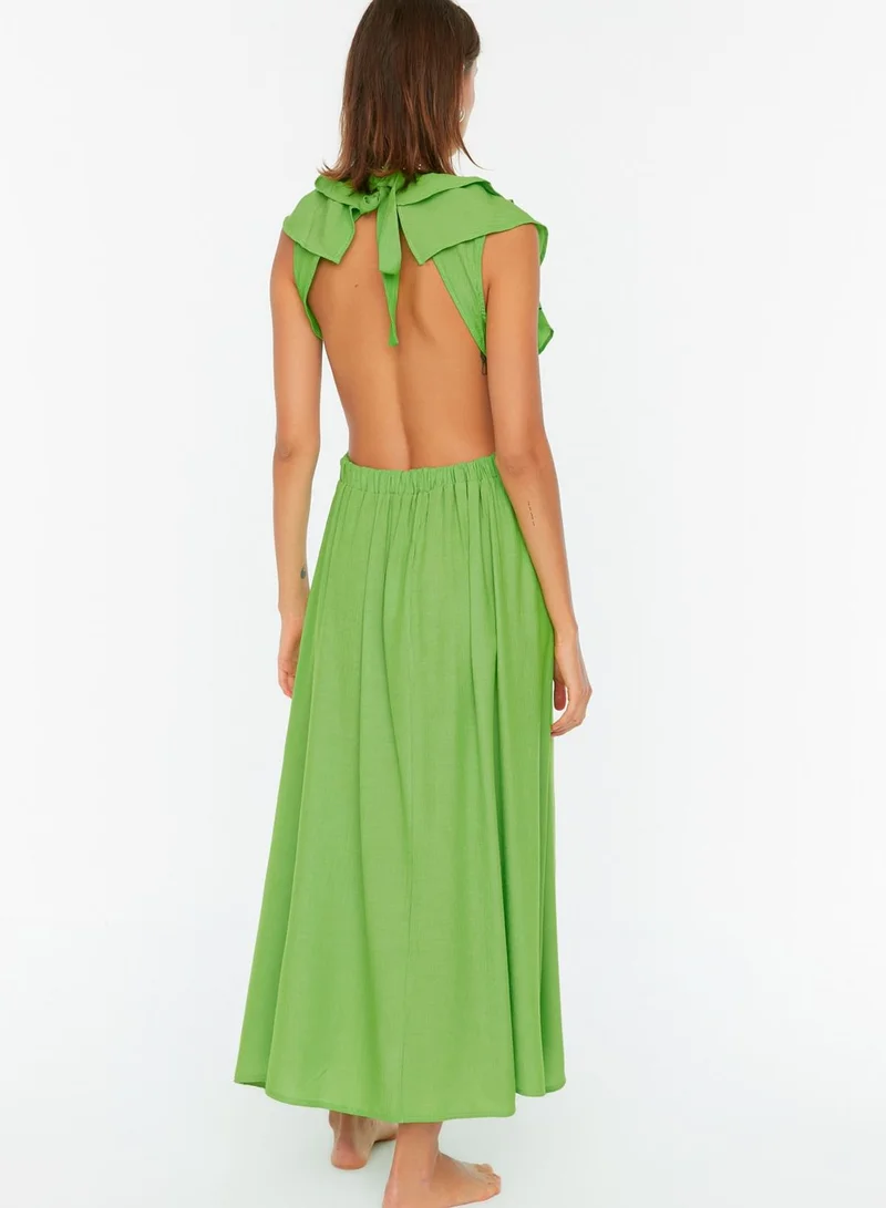 trendyol Plunge Neck Ruffle Detail Dress