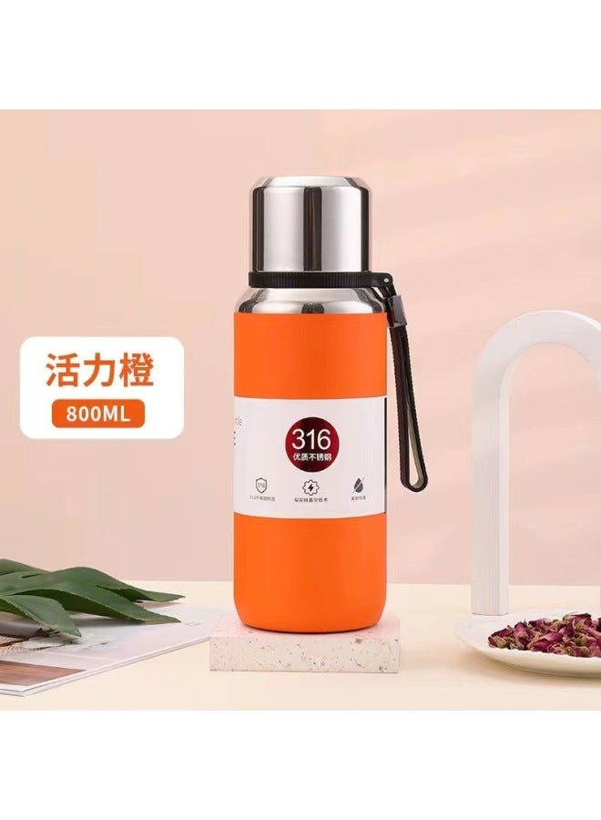 Vitality Orange Thick Vacuum Cup Large Capacity Water Cup High-looking Cup 316l Stainless Steel Men's And Women's Outdoor Sports Insulation Kettle