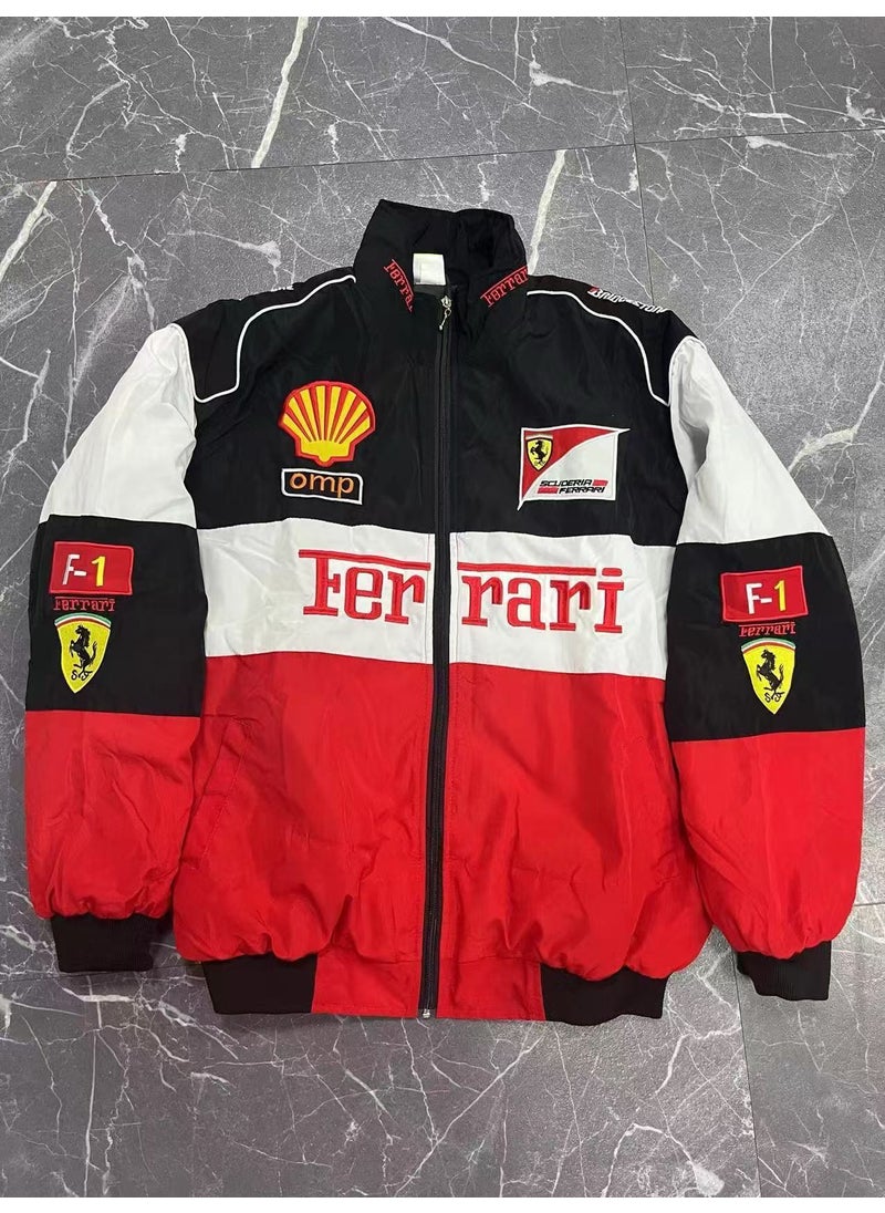 Generic - F1 Embroidered Racing Suit Cotton Long Sleeve Casual (white shell) (embroidered and cotton style) - Image 1