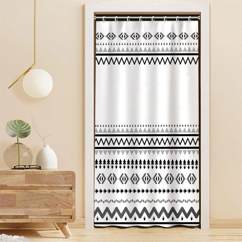 Uiiooazy White Black Shower Curtain for Bathroom Boho Shower Curtains Cloth with Hooks Bohemian Stripe Geometric Fabric Shower Curtain 48x72 inches