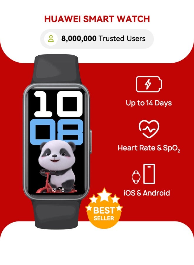 HUAWEI Band 10 Smartwatch, Compatible with iOS Android, Emotional Wellbeing Assistant, Fast Charging And Robust Battery Life, Comfortable Wearing, Pro-Level Sleep Analysis, Black - Image 1