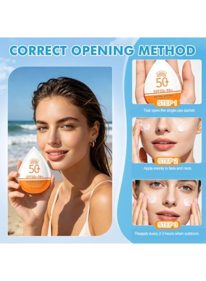 لايكو 15 حبة واقي شمس SPF 50+، كريم شمس صغير للوجه والجسم، حجم مثالي للسفر، واقي شمس بدون بقايا بيضاء، للوجه والجسم، مقاوم للماء، حماية خفيفة من الأشعة فوق البنفسجية للاستخدام اليومي، 2 جرام لكل حبة - Image 5