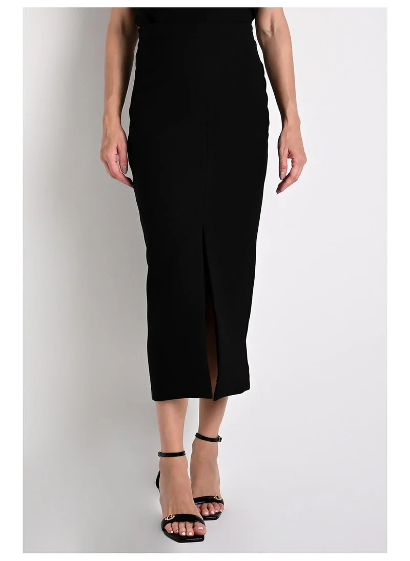 Carmen Steffens  Midi Skirt with Front Slit Black for Women | Best Price UAE