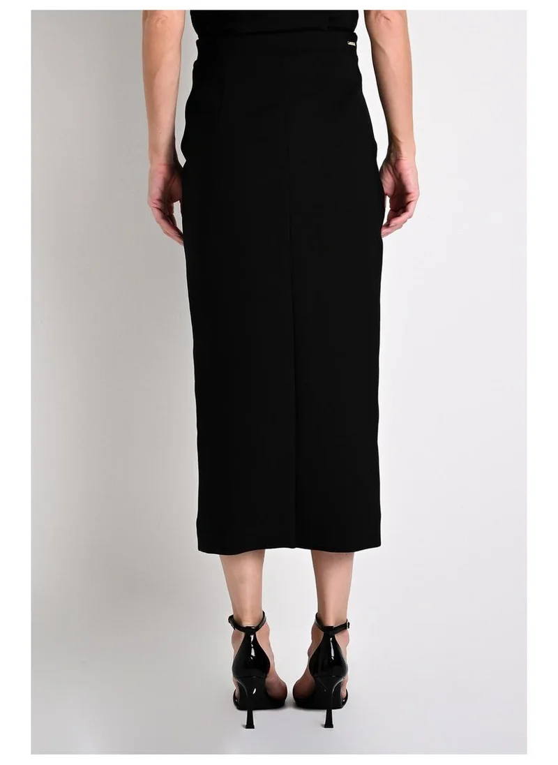 Carmen Steffens  Midi Skirt with Front Slit Black for Women | Best Price UAE