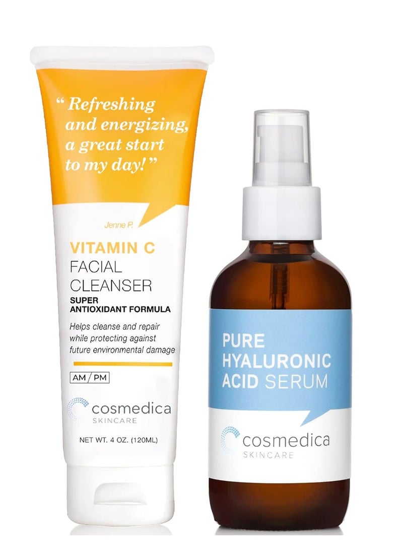 Cosmedica Skincare Vitamin C Facial Cleanser & Hyaluronic Acid Serum 4 oz Each Bundle – Anti-Aging Face Cleanser and Hydrating Facial Moisturizer for Radiant and Refreshed Skin - pzsku/ZBB29DF6D9B38C00EF674Z/45/1741024628/5e58048e-8cbb-42f8-8390-b462061b8f11