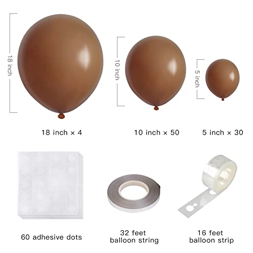 cocodino Dark Brown Balloons Different Sizes 5 Inch 10 Inch 18 Inch Mocha Coffee Balloons Boho Party Decorations Gender Neutral Woodland Baby Shower Decorations 87 Pcs - Image 2