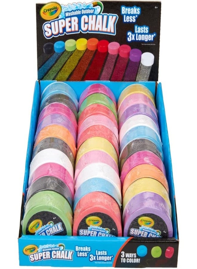 CRAYOLA Washable Outdoor Super Chalk - Assorted Colours (Box of 30) | 3 Different Ways to Colour with One Puck! | For Ages 4+ - Image 1