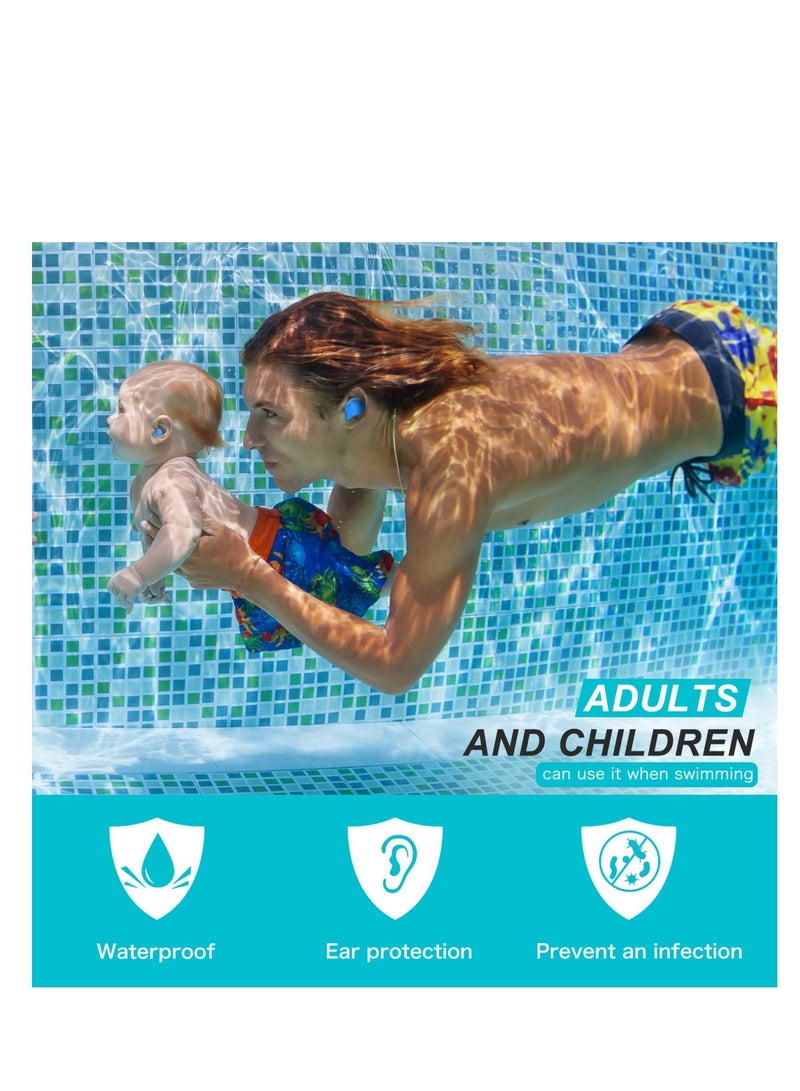 سدادات أذن للنوم والسباحة، 8 أزواج من سدادات الأذن المصبوبة المصنوعة من السيليكون القابلة لإعادة الاستخدام، مزودة بخاصية إلغاء الضوضاء، باللون الأخضر والأزرق - Image 4