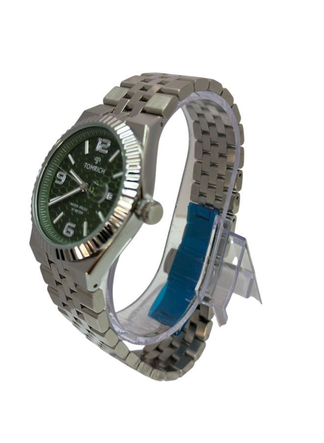 TOMRICH Royal Hive Men’s Watch Green Honeycomb Dial Stainless Steel Strap Quartz Date 30M Water Resistant - Image 3