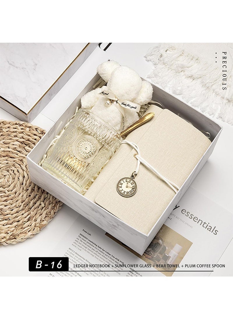 Aikanbo Gifts Basket for Women - Birthday Gift Box Set Contains Embossed Glass Cup and Vintage StrapNotebook,Birthday Gift Basket for Woman, Girls,Girlfriend and Wife,Spa Gift Set with Gift Box for Mother and Sister Wedding Gift Graduation Anniversary Gift for Wife - Image 4