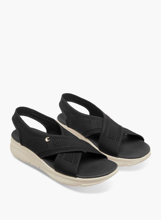 Le Confort Women Flyknit Textured Cross Strap Sandals with Backstrap - Image 3