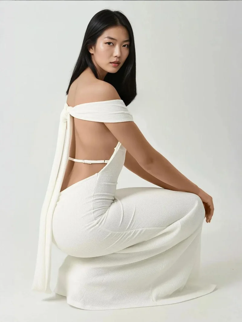 زوبعة فستان ماكسي بياقة على شكل قلب