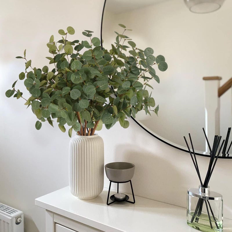 Bessol Artificial Eucalyptus Stems 24'' 5Pcs Fake Plants Greenery for Vase, Faux Eucalyptus Stems for Home Decor, Bathroom, Office, Coffee Table & Farmhouse Centerpiece Decorations - Image 3