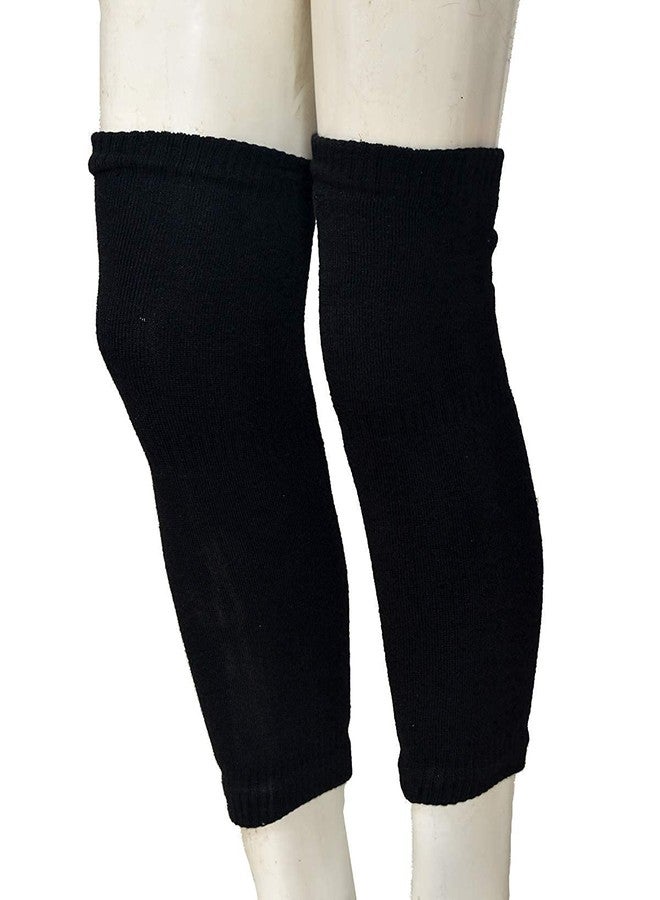 Missby® Unisex Black Woolen Thermal Warm Elastic Knee Support Leg Warmer & Winter Protector Knee Cap (Pack of 2 Pairs) - Image 4