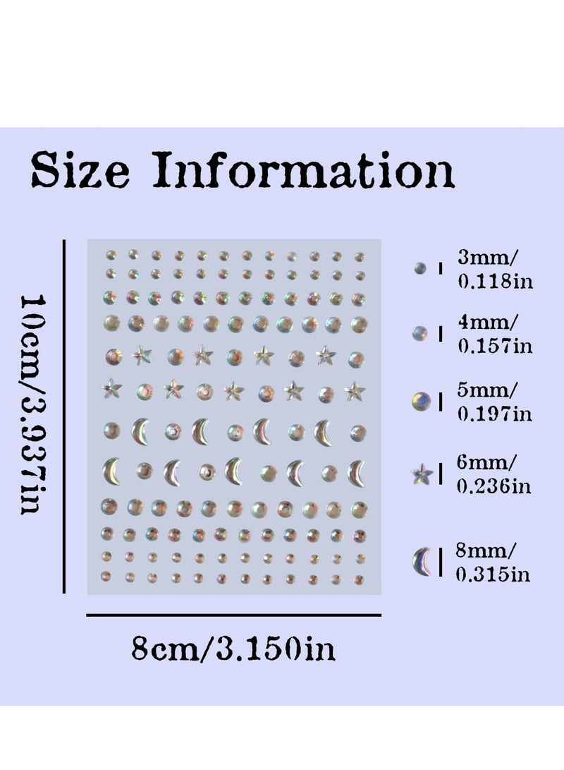 3 Sheets 3D Self-Adhesive Rhinestones for Eyes, Face & Nail Decoration, Festival Makeup & DIY Crafts, Iridescent Silver Face Gems Stickers (390PCS) - Image 2