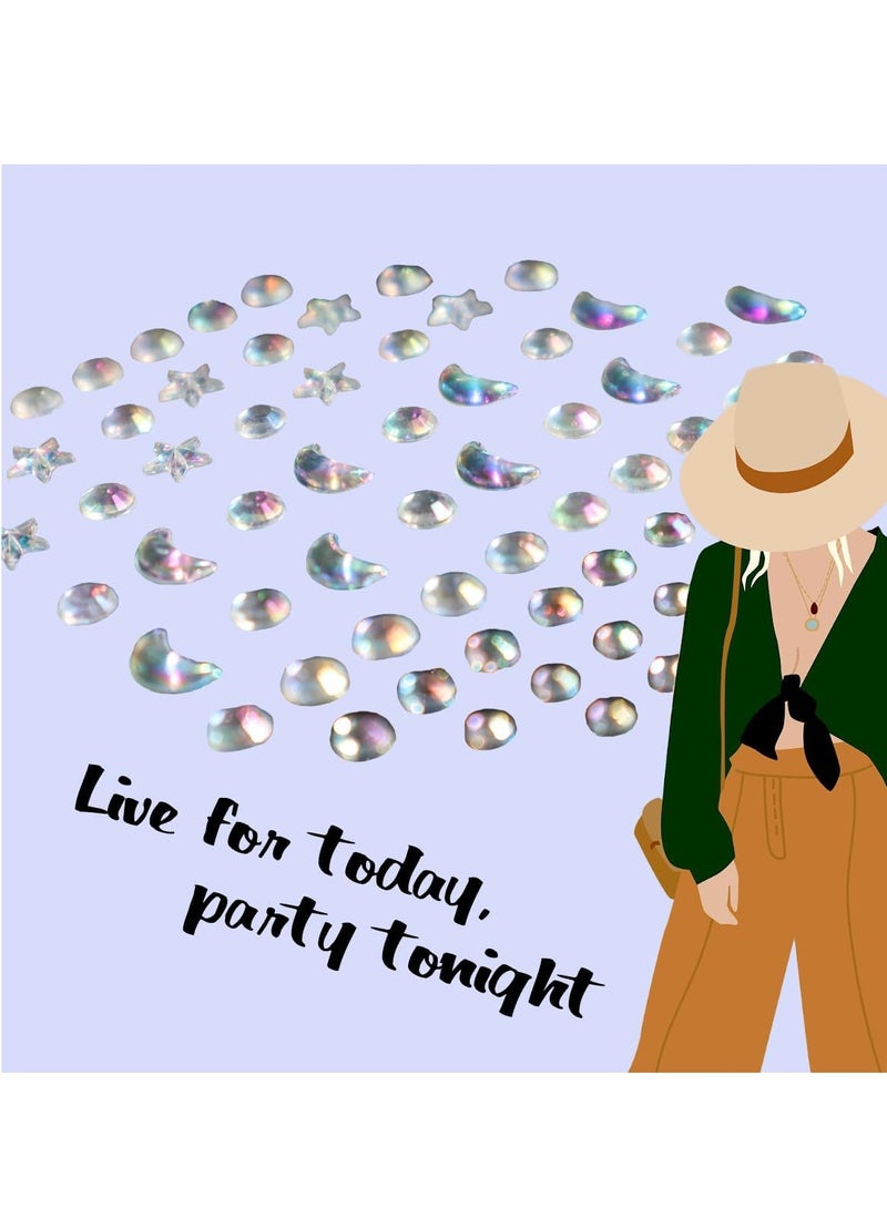 3 Sheets 3D Self-Adhesive Rhinestones for Eyes, Face & Nail Decoration, Festival Makeup & DIY Crafts, Iridescent Silver Face Gems Stickers (390PCS) - Image 4