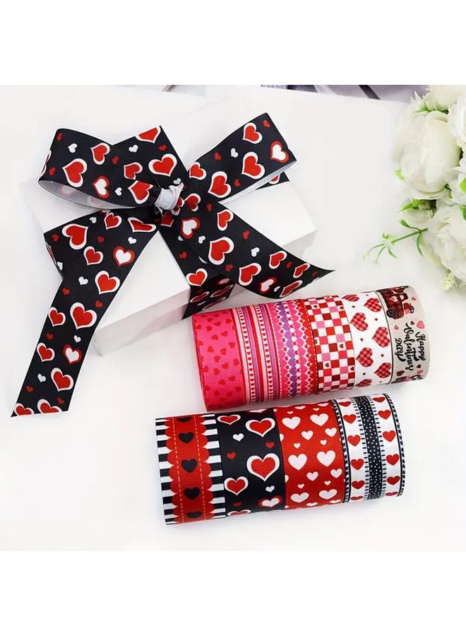 1 Roll 5 Yards Valentine Day Grosgrain Ribbon In Red And Pink With Heart Pattern And I Love You More Phrase For Gift Wrapping Floral Arrangements Wreath Bows And DIY Crafts Decor - Image 1