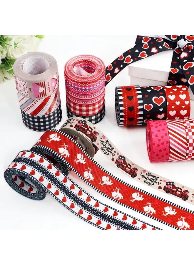 1 Roll 5 Yards Valentine Day Grosgrain Ribbon In Red And Pink With Heart Pattern And I Love You More Phrase For Gift Wrapping Floral Arrangements Wreath Bows And DIY Crafts Decor - Image 2