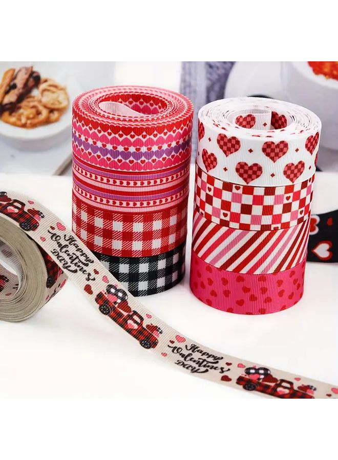 1 Roll 5 Yards Valentine Day Grosgrain Ribbon In Red And Pink With Heart Pattern And I Love You More Phrase For Gift Wrapping Floral Arrangements Wreath Bows And DIY Crafts Decor - Image 4