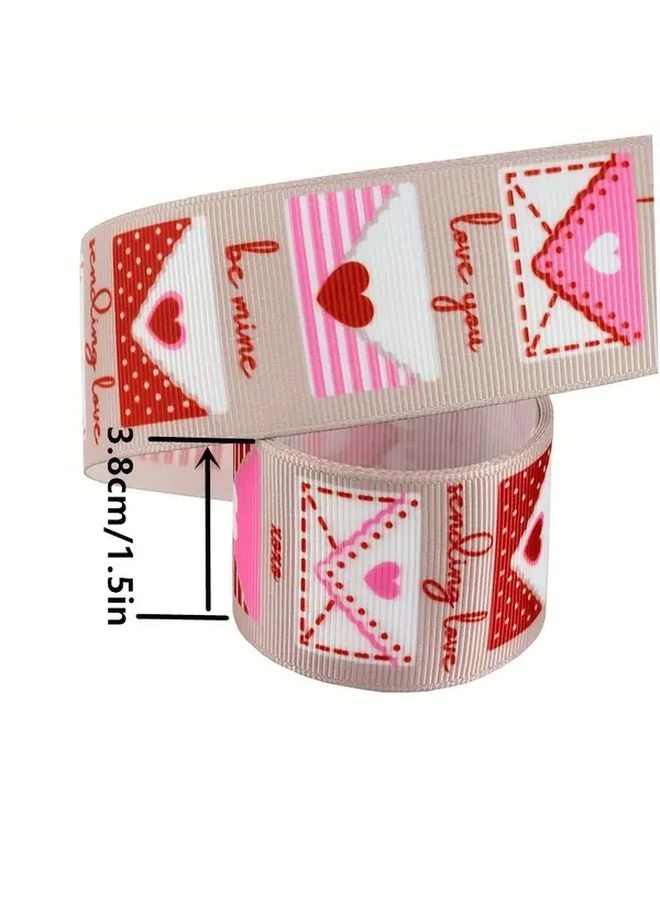 1 Roll 5 Yards Valentine Day Grosgrain Ribbon In Red And Pink With Heart Pattern And I Love You More Phrase For Gift Wrapping Floral Arrangements Wreath Bows And DIY Crafts Decor - Image 3