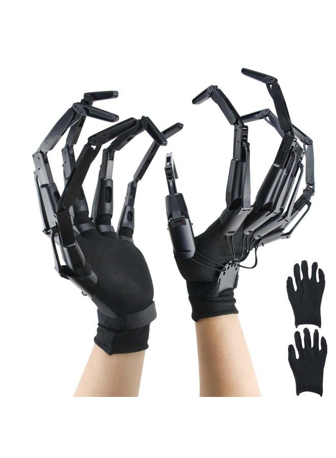 Heyseri Halloween Articulated Fingers, Articulated Finger Extensions 3D Cosplay Articulated Fingers Scary Skeleton Hands, Halloween Party Decoration Accessory Fits Most Finger Sizes Flexible Realistic(A Pair) - Image 1