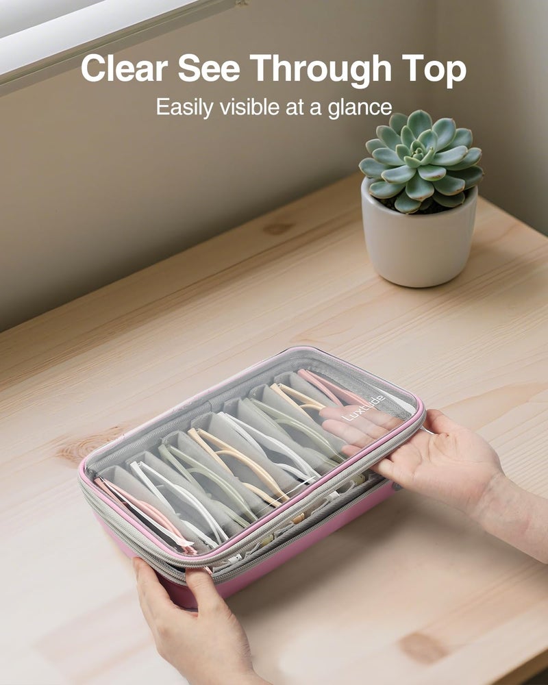 Luxtude Travel Sunglasses Organizer Case for Women Men, Glasses Case Multiple Pairs with Adjustable Slots, Hard Shell Sunglass Storage Cases, Clear Eyeglass Organizer for Multiple Glasses - Image 2