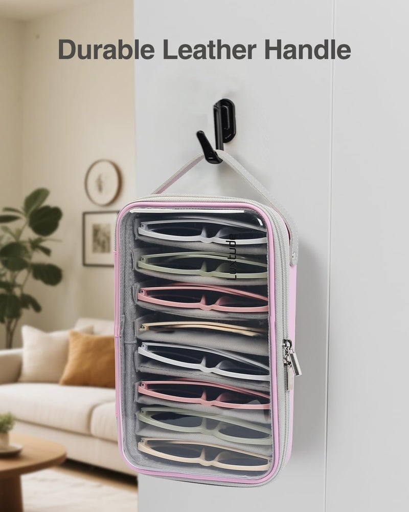 Luxtude Travel Sunglasses Organizer Case for Women Men, Glasses Case Multiple Pairs with Adjustable Slots, Hard Shell Sunglass Storage Cases, Clear Eyeglass Organizer for Multiple Glasses - Image 5
