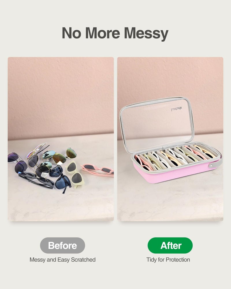 Luxtude Travel Sunglasses Organizer Case for Women Men, Glasses Case Multiple Pairs with Adjustable Slots, Hard Shell Sunglass Storage Cases, Clear Eyeglass Organizer for Multiple Glasses - Image 4