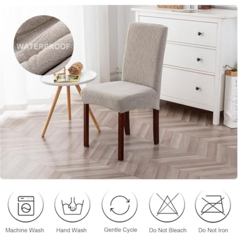 Waterproof Chair Covers for Dining Room, Stretchable Chair Covers Set of 6, Dining Chair Seat Covers, Removable Washable Dining Chair Slipcovers Protector for Kitchen, Hotel, Restaurant - Image 4