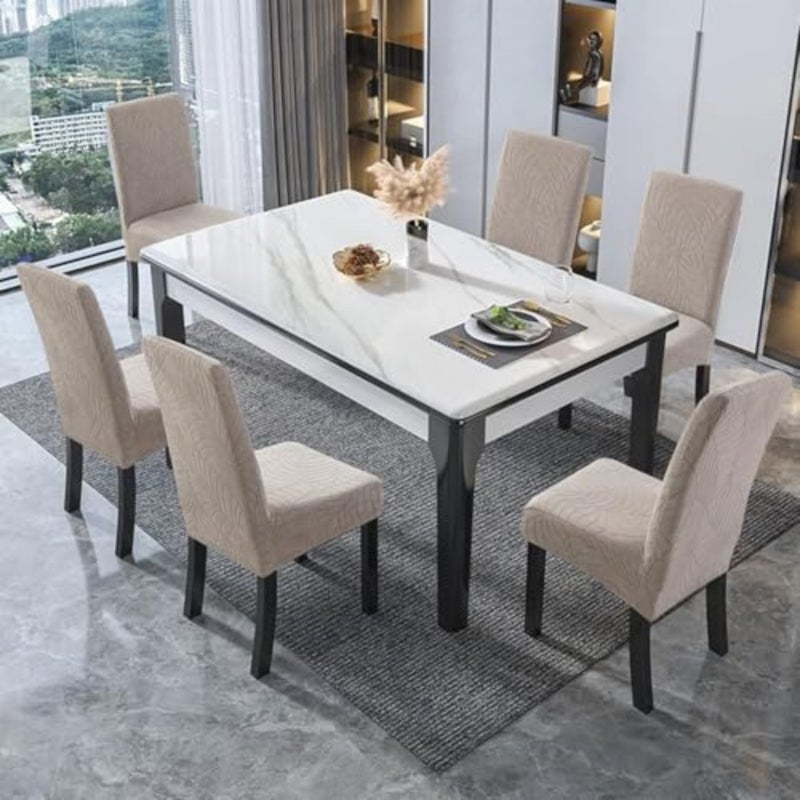 Waterproof Chair Covers for Dining Room, Stretchable Chair Covers Set of 6, Dining Chair Seat Covers, Removable Washable Dining Chair Slipcovers Protector for Kitchen, Hotel, Restaurant - Image 5