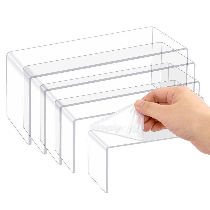 Thyores 5 Pcs Large Acrylic Risers, Clear Display Showcase Collectibles Display Shelf, Retail Desktop Display Cupcake Stand Dessert Stand - Image 1