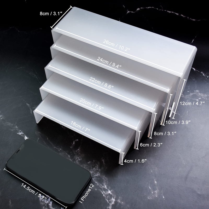 Thyores 5 Pcs Large Acrylic Risers, Clear Display Showcase Collectibles Display Shelf, Retail Desktop Display Cupcake Stand Dessert Stand - Image 2
