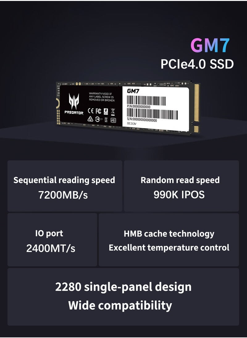 بريداتور - 1 تيرابايت 7200 ميجابايت / ثانية SSD PCIe NVMe Gen4 M.2 2280 ، محركات أقراص صلبة داخلية ، متوافقة مع PS5 ، كمبيوتر مكتبي ، كمبيوتر محمول ، بما في ذلك غرفة التبريد وأدوات التفكيك وتعليمات التثبيت - Image 1