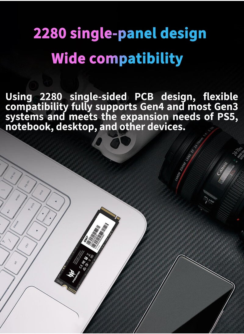 بريداتور - 1 تيرابايت 7200 ميجابايت / ثانية SSD PCIe NVMe Gen4 M.2 2280 ، محركات أقراص صلبة داخلية ، متوافقة مع PS5 ، كمبيوتر مكتبي ، كمبيوتر محمول ، بما في ذلك غرفة التبريد وأدوات التفكيك وتعليمات التثبيت - Image 1