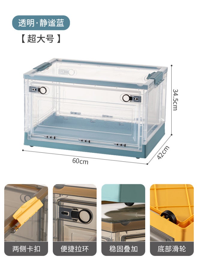 Sacred Transparent Plastic Clothes Folding Storage Box Household Wardrobe Clothes Toy Book Storage Box Quilt Finishing Box - Image 1
