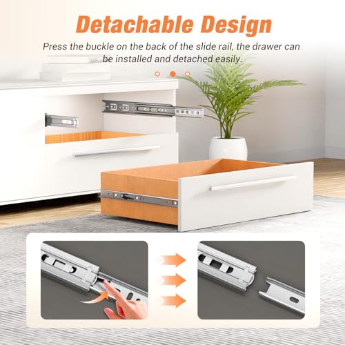 REGUDA Drawer Slides Ball Bearing 3 Folds Full Extension Side Mount Cabinet Runners Glides Rails Track 100 Lbs Load 10 12 14 16 18 20 22 24 Inch Silver (1 Pair (Silver), 12 inch) - Image 5