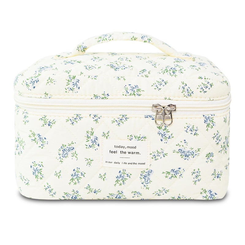 GISMTR Makeup Bag Floral Quilted Cosmetic Bag Large Travel Aesthetic Make up Bag Cute Coquette Toiletry Bag for Women Girls - Image 2